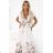 609-1 Satin-Maxikleid mit tiefem Ausschnitt und floralem Ombre – Boho-Eleganz