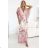 603-4 Luftiges Wickel-Maxikleid mit Blumenmuster – rosa Rosen