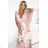 603-4 Luftiges Wickel-Maxikleid mit Blumenmuster – rosa Rosen