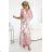 603-4 Luftiges Wickel-Maxikleid mit Blumenmuster – rosa Rosen