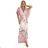603-4 Luftiges Wickel-Maxikleid mit Blumenmuster – rosa Rosen