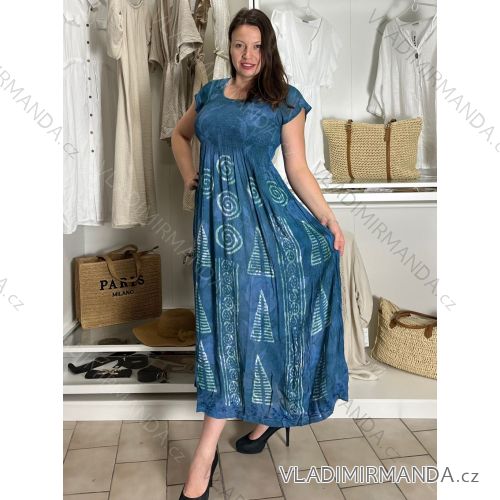 Šaty s páskem krátký rukáv dámské nadrozměr (XL/2XL ONE SIZE) ITALSKÁ MÓDA IMBM23019