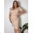 Damenkleid in Übergröße, elegant, kurzärmelig (4050 Einheitsgröße) POLISH FASHION PMLBT24ELENA 40 Rose alte Rose