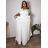 Langes warmes Langarmkleid für Damen in Übergröße (50/52/54 Einheitsgröße) ITALIAN FASHION IM424636  weiß