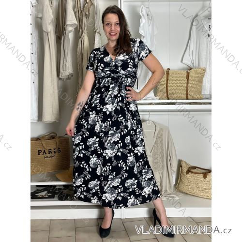 Langes Sommerkleid mit kurzen Ärmeln für Damen (Einheitsgröße S/M) ITALIAN FASHION IM323101