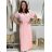 Langes Chiffon-Kurzarmkleid für Damen (S/M ONE SIZE) ITALIAN FASHION IMWGS231048