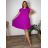 Sommerplissiertes Kleid, kurze Ärmel, Damen übergroß (50/52/54 Einheitsgröße) ITALIENISCHE MODE IM425410  Wein