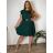 Sommerplissiertes Kleid, kurze Ärmel, Damen übergroß (50/52/54 Einheitsgröße) ITALIENISCHE MODE IM425410  Wein