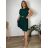 Sommerplissiertes Kleid, kurze Ärmel, Damen übergroß (50/52/54 Einheitsgröße) ITALIENISCHE MODE IM425410  Wein