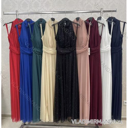 Langes, glitzerndes, ärmelloses Partykleid aus Tüll für Damen (S/M/L, Einheitsgröße) ITALIAN FASHION IMWKY252567