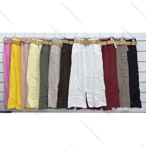 Lange Leinenhose mit Gürtel für Damen (S/M/L ONE SIZE) ITALIAN FASHION IMWKK252581