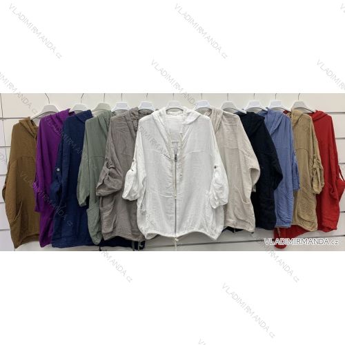 Leichte Musselinjacke für Damen mit Kapuze, Reißverschluss, langen Ärmeln (S/M/L ONE SIZE) ITALIAN FASHION IMWCP252590