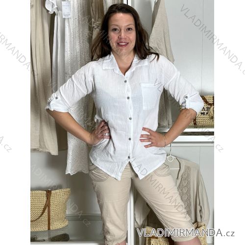 Kurzärmliges Oversize-T-Shirt für Damen (S/M/L EINHEITSGRÖSSE) ITALIAN FASHION IMWF25002 S / M / L weiß