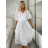 Elegantes Kurzarmkleid für Damen (S/M EINHEITSGRÖSSE) ITALIAN FASHION IMD23408 M/L/XL weiß