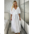 Elegantes Kurzarmkleid für Damen (S/M EINHEITSGRÖSSE) ITALIAN FASHION IMD23408 M/L/XL weiß