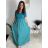 Langes Sommerkleid mit gerippten Kurzarm für Damen (XS/S/M/L EINHEITSGRÖSSE) ITALIAN FASHION IMSM25128