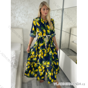 Langes Sommer-Hemdkleid für Damen mit 3/4-Ärmeln (Einheitsgröße S/M) ITALIAN FASHION IMPEM23VA203