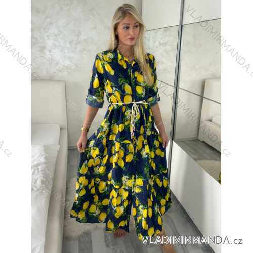 Langes Sommer-Hemdkleid für Damen mit 3/4-Ärmeln (Einheitsgröße S/M) ITALIAN FASHION IMPEM23VA203