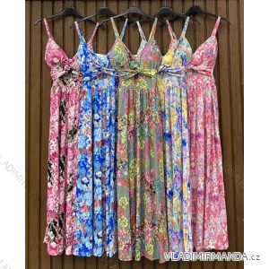 Langes Sommerkleid Zitrone, geblümt mit Trägern für Damen (XS/S/M ONE SIZE) ITALIAN FASHION IMWHD252134