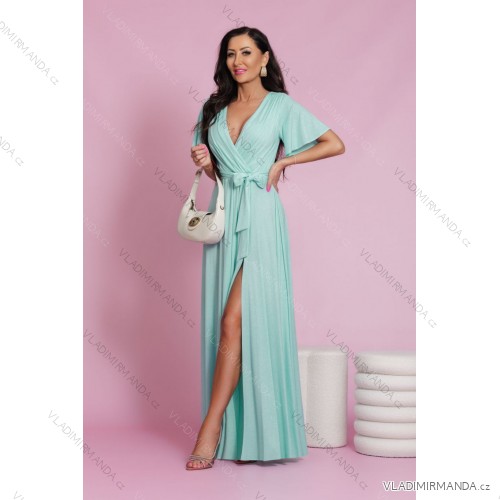 Trägerloses langes Partykleid aus Satin für Damen (34-42) POLISH FASHION PMLEL24NATHALIE zelená mintova 2XL