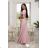 Trägerloses langes Partykleid aus Satin für Damen (34-42) POLISH FASHION PMLEL24NATHALIE Rose alte Rose S
