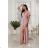 Trägerloses langes Partykleid aus Satin für Damen (34-42) POLISH FASHION PMLEL24NATHALIE Rose alte Rose 2XL