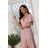 Trägerloses langes Partykleid aus Satin für Damen (34-42) POLISH FASHION PMLEL24NATHALIE Rose alte Rose 2XL