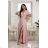 Trägerloses langes Partykleid aus Satin für Damen (34-42) POLISH FASHION PMLEL24NATHALIE Rose alte Rose 2XL