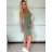 Langes lässiges Kurzarm-Damenkleid, übergroß (42/44/46 Einheitsgröße) ITALIENISCHE MODE IMD2525370 -   grünes Khaki -   S / M / L