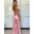 Langes trägerloses Pailletten-Partykleid für Damen (Einheitsgröße S/M) ITALIAN FASHION IMPSH233348 -   beige -   S / M
