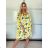 Langes Sommerkleid mit gerippten Kurzarm für Damen (XS/S/M/L EINHEITSGRÖSSE) ITALIAN FASHION IMSM25128