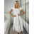 Damenkleid aus Baumwolle mit kurzen Ärmeln aus Spitze (S / M ONE SIZE) ITALIAN FASHION IMWM215877 S / M / L weiß