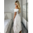 Damenkleid aus Baumwolle mit kurzen Ärmeln aus Spitze (S / M ONE SIZE) ITALIAN FASHION IMWM215877 S / M / L weiß