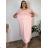 Sommerkleid oval Kurzarm Damen Übergröße (50/52/54 Einheitsgröße) ITALIAN FASHION IM425011  růžová světlá