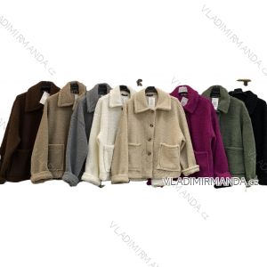 Langärmliger Damen-Lammfellmantel mit Knöpfen, übergroß (48/50/52 Einheitsgröße) ITALIAN FASHION IMC25332