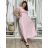 Langes Sommerkleid mit gerippten Kurzarm für Damen (XS/S/M/L EINHEITSGRÖSSE) ITALIAN FASHION IMSM25128