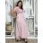 Langes Sommerkleid mit gerippten Kurzarm für Damen (XS/S/M/L EINHEITSGRÖSSE) ITALIAN FASHION IMSM25128