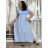 Langes Sommerkleid mit gerippten Kurzarm für Damen (XS/S/M/L EINHEITSGRÖSSE) ITALIAN FASHION IMSM25128