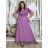 Langes Sommerkleid mit gerippten Kurzarm für Damen (XS/S/M/L EINHEITSGRÖSSE) ITALIAN FASHION IMSM25128