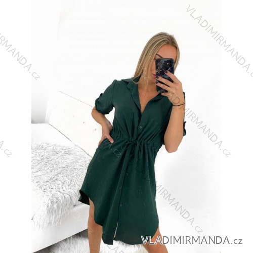 Šaty košilové oversize krátký rukáv dámské (M/L//XL ONE SIZE) ITALSKÁ MÓDA IM422525
