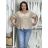 Langes Chiffon-Kurzarmkleid für Damen (S/M ONE SIZE) ITALIAN FASHION IMWGS231048 beige S / M / L
