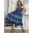 Langes Sommerkleid mit kurzen Ärmeln für Damen (Einheitsgröße S/M) ITALIAN FASHION IMPEM23VA715 S / M / L blau