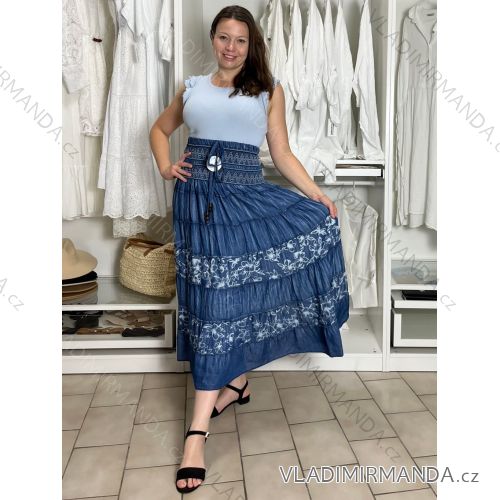 Langes Sommerkleid mit kurzen Ärmeln für Damen (Einheitsgröße S/M) ITALIAN FASHION IMPEM23VA715 S / M / L blau