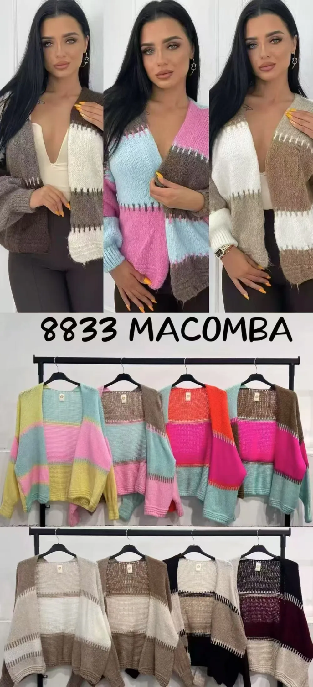 Damen-Tunika mit langen Ärmeln (Einheitsgröße S/M/L) ITALIAN FASHION IMPLI241202