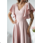 Langes, elegantes Damenkleid mit breiten Trägern (SL) FRENCH FASHION FMPEL23VELVET Rose alte Rose 48
