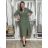 Damen-Sommerkleid aus Musselin mit langen Ärmeln (Einheitsgröße S/M) ITALIAN FASHION IMWGB232580 M / L grünes Khaki
