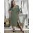 Damen-Sommerkleid aus Musselin mit langen Ärmeln (Einheitsgröße S/M) ITALIAN FASHION IMWGB232580 M / L grünes Khaki