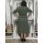 Damen-Sommerkleid aus Musselin mit langen Ärmeln (Einheitsgröße S/M) ITALIAN FASHION IMWGB232580 M / L grünes Khaki