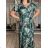 Sommerliches Boho-Hemdblusenkleid für Damen mit Gürtel und kurzen Ärmeln (Einheitsgröße S/M) ITALIAN FASHION IMPEM232191 S / M / L grün