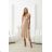 Langes, elegantes Damenkleid mit breiten Trägern (SL) FRENCH FASHION FMPEL23VELVET beige 42